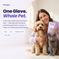 One glove, whole pet — for dogs, cats, puppies, seniors and bath-haters