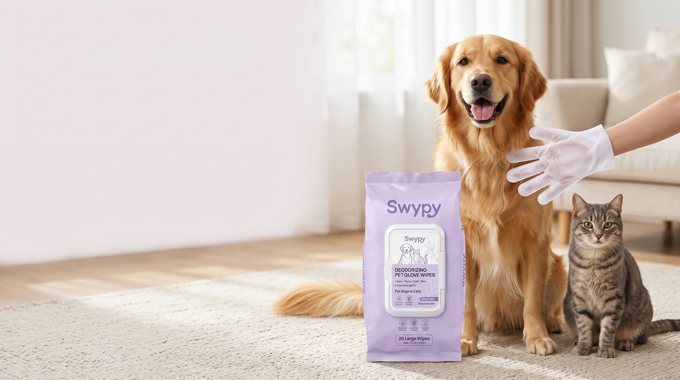 A clean, fresh pet in one minute. No bath.